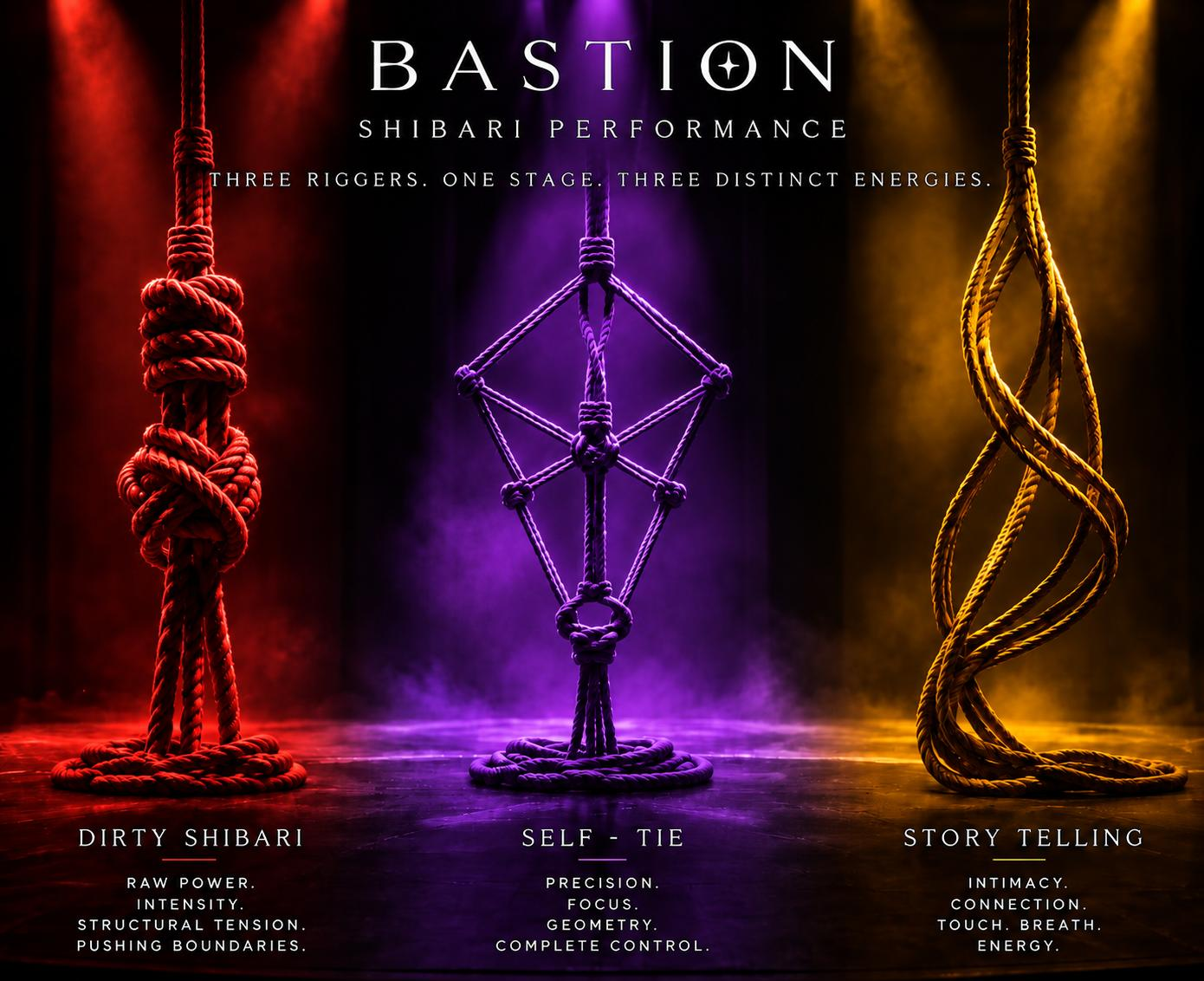 Shibari Performance na Bastionu 2026 – tri riggera, jedna izvedba